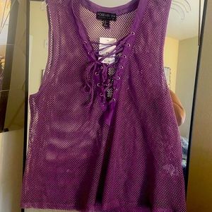 Purple fishnet top